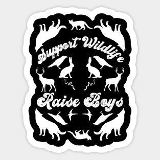 Support Wildlife Raise Boys, Mirrored Wild Animals Design Sticker